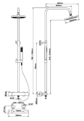 Wiesbaden Opbouw Regendoucheset Caral Thermostatische Kraan Geborsteld Koper PVD Coating