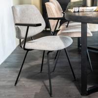 Eleonora Eetkamerstoel 'Lynn' met armleuning, kleur Grijs Fletcher - thumbnail