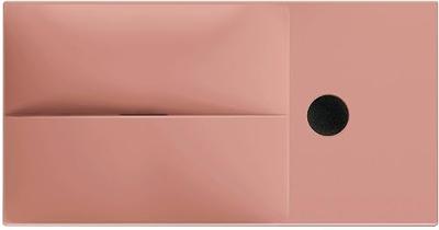 Clou Vale fontein 38 cm zonder kraangat rechts mat roze keram CL/03.40161.R Clou Vale fontein 38 cm zonder kraangat rechts mat roze keram CL/03.40161.R