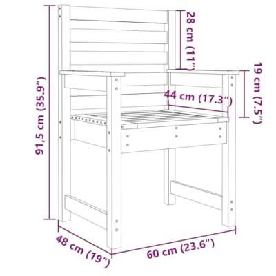 Tuinstoelen 2 st 60x48x91 cm massief grenenhout wit