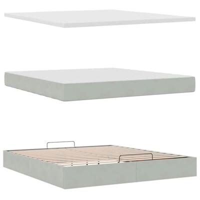 Ottoman bed met matras en LED's 160x200cm fluweel lichtgrijs