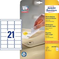 Avery-Zweckform Universele etiketten L6023REV-25 (N/A ),Wit, Rechthoek, Afgeronde hoeken, 630 stuk(s), Weer verwijderbaar - thumbnail