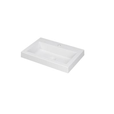 INK Dock Wastafel Polystone met 1 Kraangat - 600x400x60 mm - Mat Wit