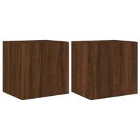 Tv-wandmeubelen met LED 2 st 40,5x35x40 cm bruineikenkleurig - thumbnail