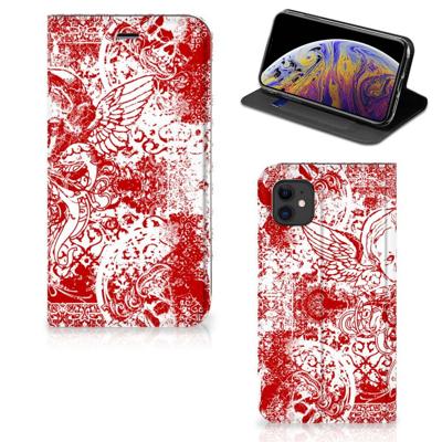 Mobiel BookCase Apple iPhone 11 Angel Skull Rood