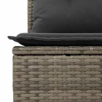 3-delige Loungeset met kussens poly rattan grijs - thumbnail