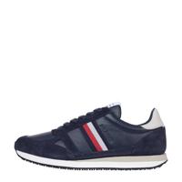 Tommy Hilfiger Runner Lo Leather Stripes leren sneakers donkerblauw - thumbnail