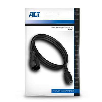 ACT AC3315 Stroomkabel C13 - C14 Zwart - 1,8 meter