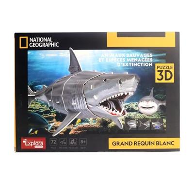 Puzzle 3D - Grande squalo bianco - Gioco di costruzioni - EXPLORA - 72 pezzi - Da 8 anni in su