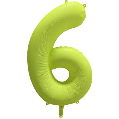 Folieballon Cijfer 6 Neon Geel (86cm)
