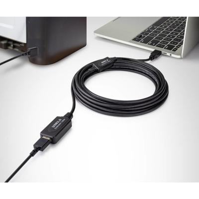 Renkforce RF-4535084 USB-kabel USB 2.0 USB-A stekker, USB-A bus 10.00 m Zwart Actief met signaalversterking