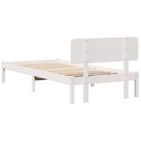 Bedframe met hoofdeinde Wit 100 x 200 cm Massief grenenhout - thumbnail