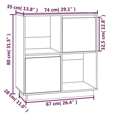 Dressoir 74x35x80 cm massief grenenhout grijs