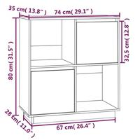 Dressoir 74x35x80 cm massief grenenhout grijs - thumbnail