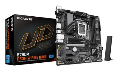 Gigabyte B760M DS3H WF6E GEN5 Moederbord Socket Intel 1700 Vormfactor Micro-ATX Moederbord chipset Intel® B760 Express - thumbnail