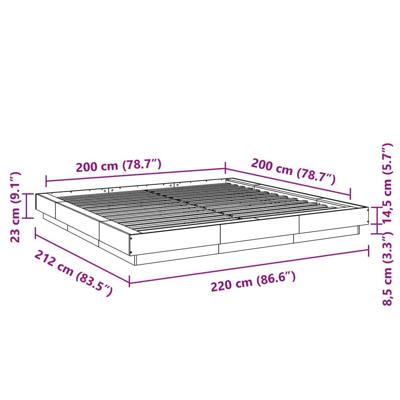 Bedframe bewerkt hout betongrijs 200x200 cm