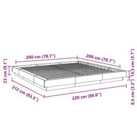Bedframe bewerkt hout betongrijs 200x200 cm - thumbnail