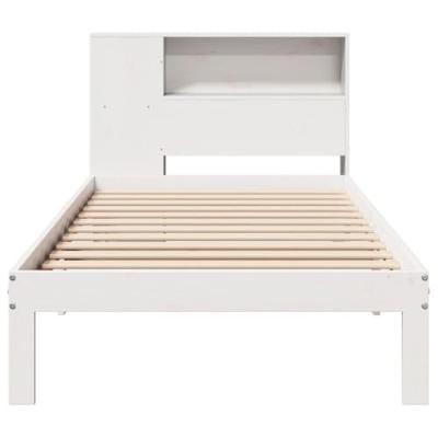 Bed met boekenkast zonder matras grenenhout wit 90x190 cm