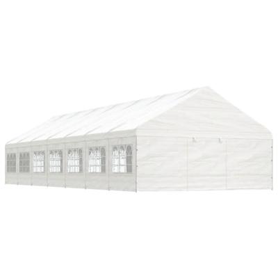 Prieel met dak 15,61x5,88x3,75 m polyetheen wit