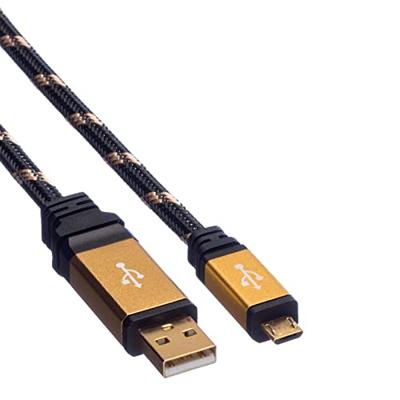 ROLINE GOLD USB 2.0 Kabel, USB A Male - Micro USB B Male, 0,8 m