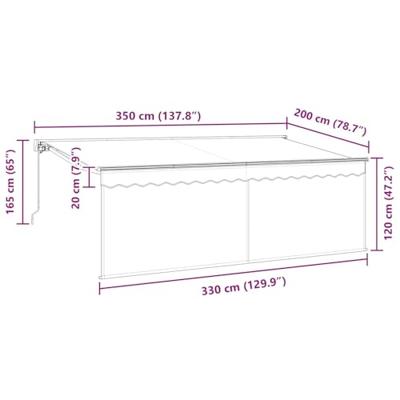 VidaXL Inklapbaar zonnescherm blauw en wit 350 x 200 cm