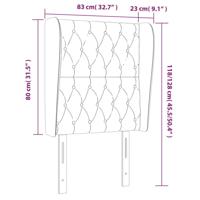 Hoofdbord met randen 83x23x118/128 cm stof donkerbruin - thumbnail
