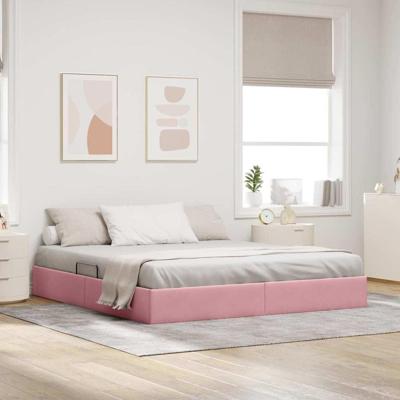 Opslag bed met matras met hoofdeinde Roze 160 x 200 cm Fluweel