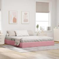 Opslag bed met matras met hoofdeinde Roze 160 x 200 cm Fluweel - thumbnail