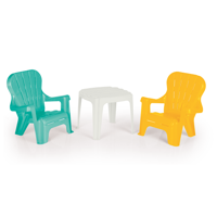 Dolu Tafel met 2 stoelen Turquoise/Geel - thumbnail