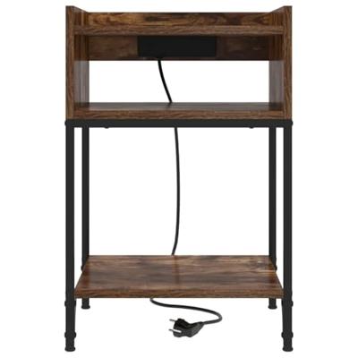 Nachtkastje 2 pcs Gerookt eiken 40 x 40 x 61 cm Bewerkt hout