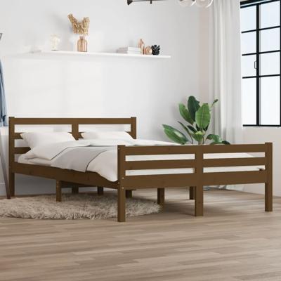 Bedframe massief hout honingbruin 150x200 cm
