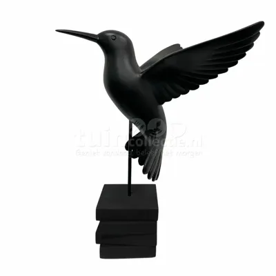Beeld Kolibrie Zwart 52cm Beeld Kolibrie Zwart 52cm