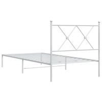 Bedframe met hoofdbord metaal wit 90x200 cm - thumbnail
