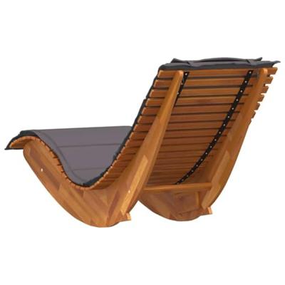 Ligstoel met kussen 2-persoon 2 pcs Bruin Massief Acaciahout