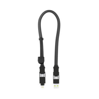 Rolling Square inCharge XL 6-in-1 Snellaadkabel 30 cm - USB-C, Micro USB & Lightning Oplaadkabel voor iPhone, iPad & Android - Zwart