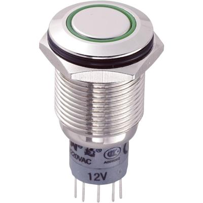 TRU COMPONENTS 701792 LAS2GQF-22E/G/12V/N/P Vandalismebestendige druktoets 250 V/AC 3 A 2x aan/(aan) Moment Groen 1 stuk(s)