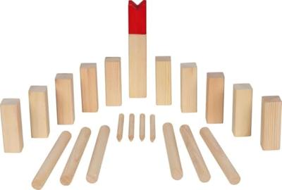 Goki houten kubb spel in katoenen zak, 21dlg.