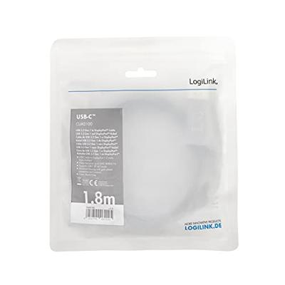 LogiLink CUA0100 - USB 3.2 Gen 1-DisplayPort aansluitkabel 4K/60 Hz, aluminium, zwart/grijs, 1,8 m