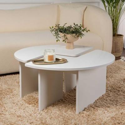 Tavolino da caffè - MOIRA - Rotondo - Bianco naturale - 90 x 90 x 41 cm