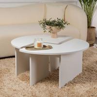 Tavolino da caffè - MOIRA - Rotondo - Bianco naturale - 90 x 90 x 41 cm - thumbnail