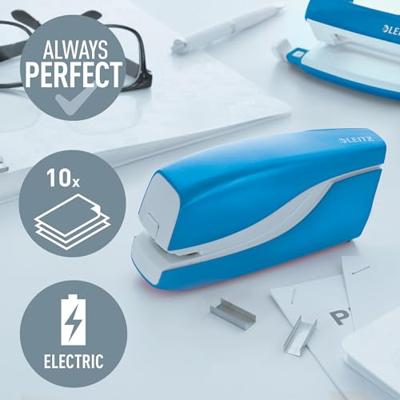 Nietmachine Leitz NeXXt WOW contactloos elektrisch 10 vel blauw