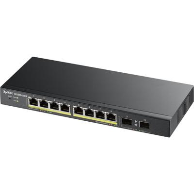 Zyxel 8-Port Gigabit Web/Smart Managed Switch 8-Port PoE+ (77W) 2x DisplayPort Wallmount 8-port PoE+ (77W) 2x SFP zwart [GS1900-10HP]