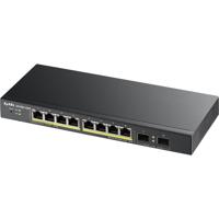 Zyxel 8-Port Gigabit Web/Smart Managed Switch 8-Port PoE+ (77W) 2x DisplayPort Wallmount 8-port PoE+ (77W) 2x SFP zwart [GS1900-10HP] - thumbnail