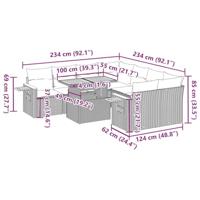 9-delige Loungeset met kussens poly rattan acacia zwart - thumbnail