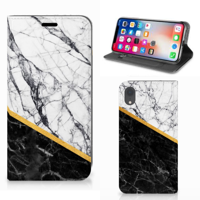 Apple iPhone Xr | Standcase | Marmer Wit Zwart - Origineel Cadeau Man - thumbnail
