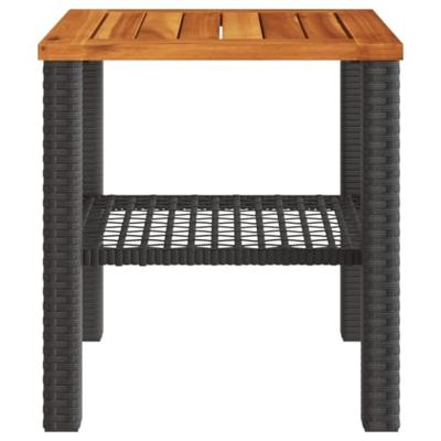 Tuintafel 40x40x42 cm poly rattan en acaciahout zwart