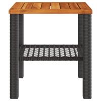 Tuintafel 40x40x42 cm poly rattan en acaciahout zwart - thumbnail