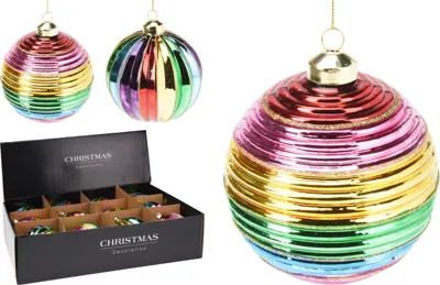 KERSTBAL GLAS 10CM regenboogkleuren KERSTBAL GLAS 10CM regenboogkleuren