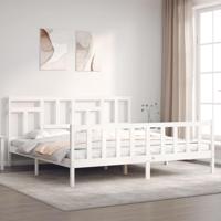Bedframe zonder matras massief grenenhout wit 200x200 cm - thumbnail