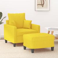 Fauteuil met voetenbank 60 cm stof lichtgeel - thumbnail